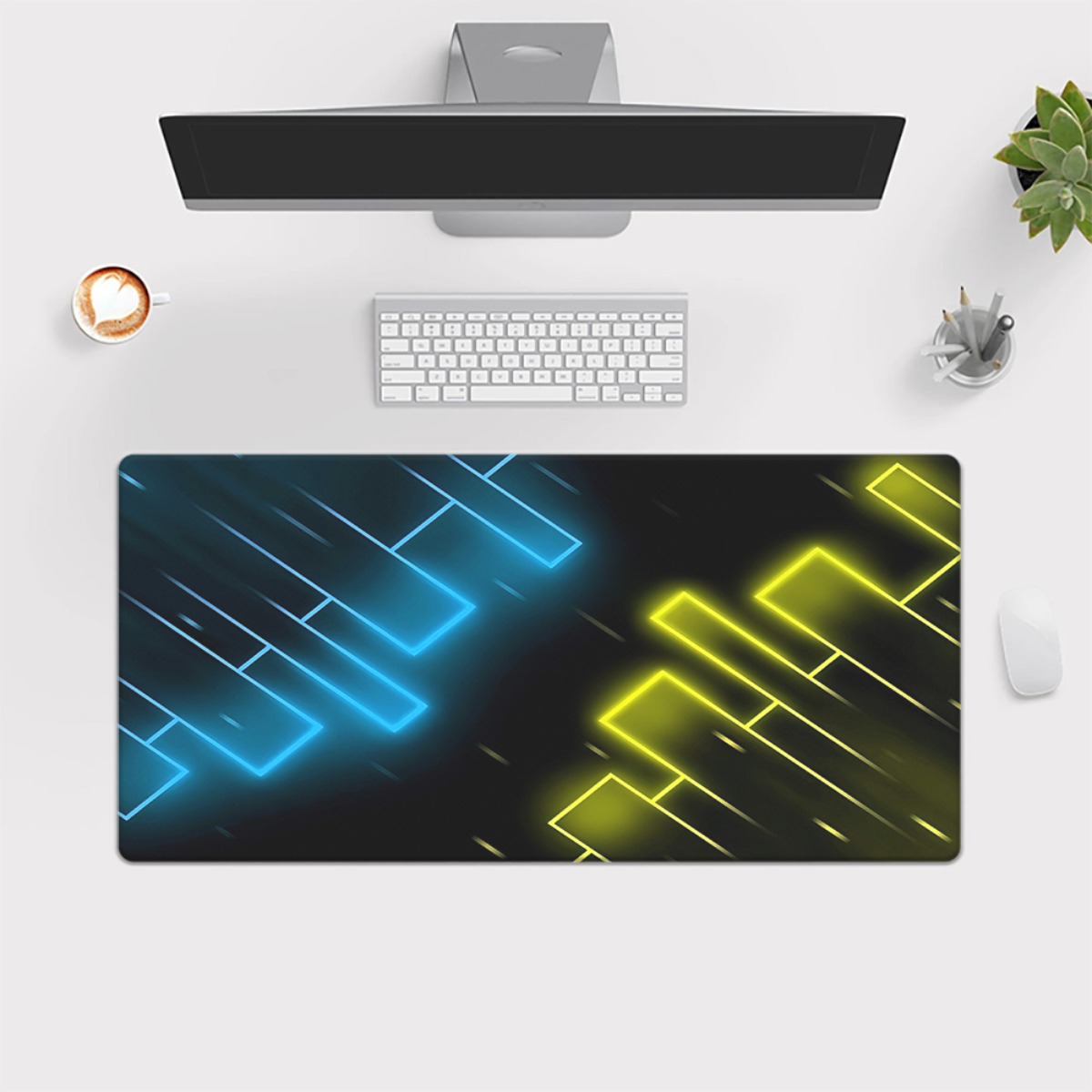 Neon Blue Yellow Abstract Gami - Pc Gaming Yellow 评论和价格