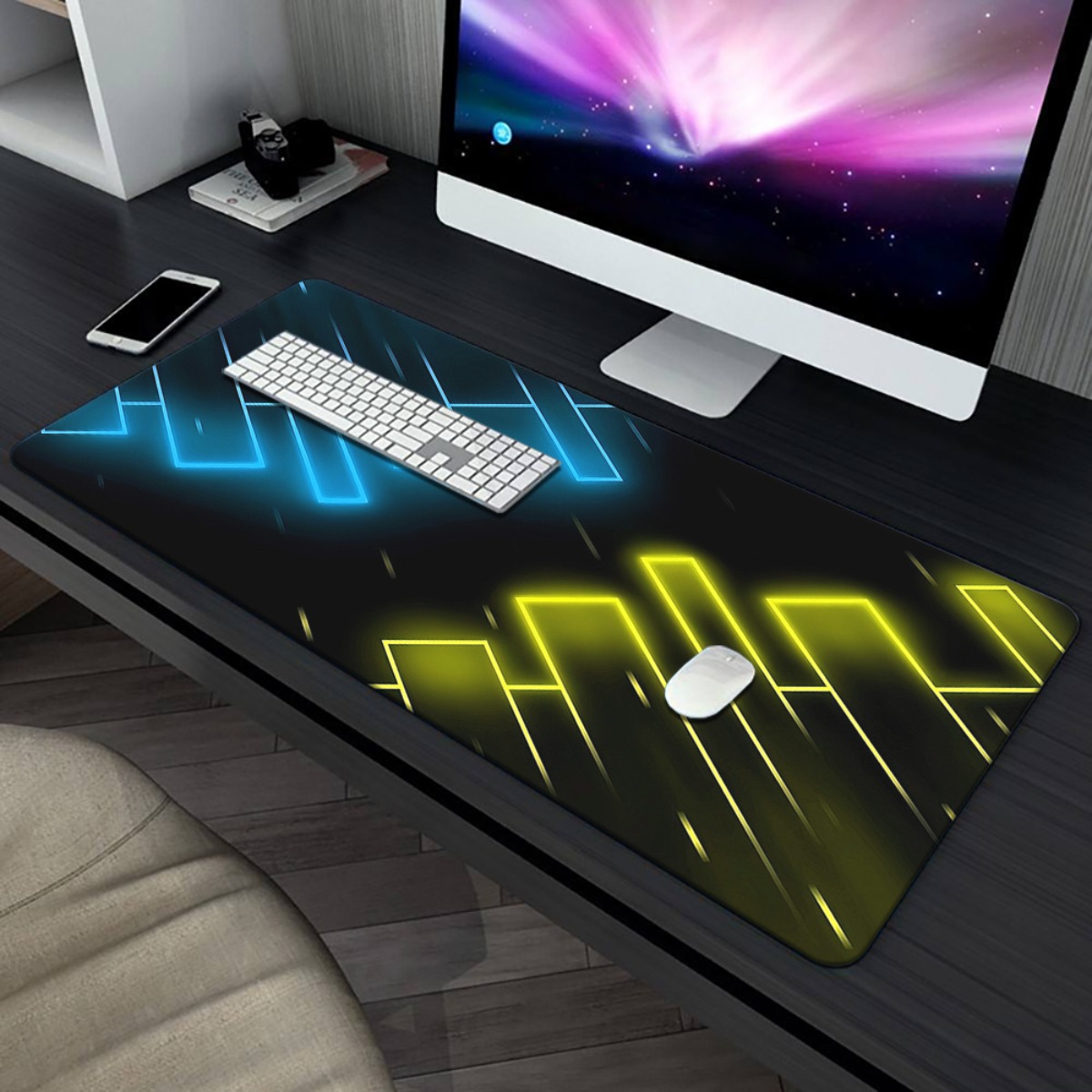 Neon Blue Yellow Abstract Gami - Pc Gaming Yellow 评论和价格